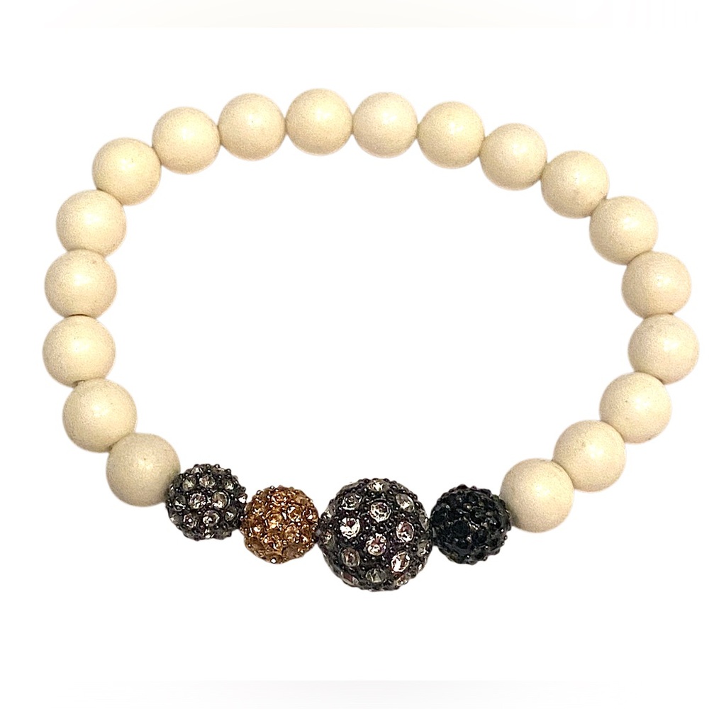 Rhinestone White Beaded Bracelet